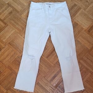 Vervet Ankle & Cropped White Denim Jeans With Raw Hem Size 29